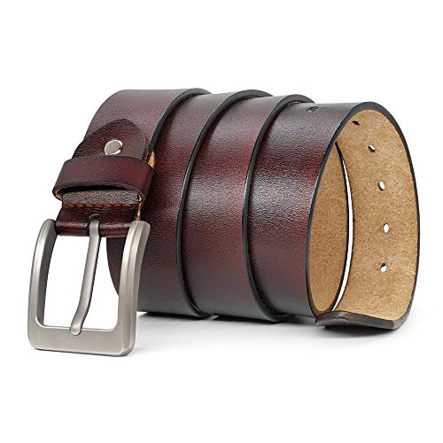 JingHao Belts for Men Genuine Leather Casual Belt for Dress Jeans Regular Big and Tall Black Brown Size 28"-63" A9 (3XL 43"-45" Length 130cm, Chocolate) - Thumbnail 3