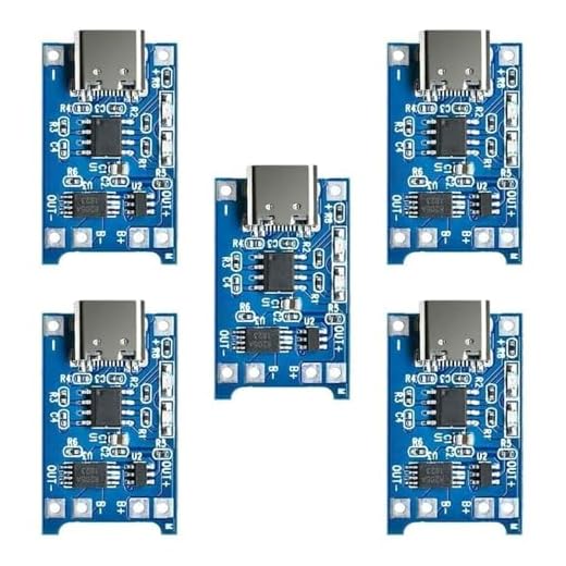 5V 1A 18650 USB-C Ricarica batteria Al Litio Modulo,QIQIAZI 5V 1A Caricabatterie Modulo per Batteria al litio 18650 Scheda di Ricarica con Doppia Funzione di Protezione(5PCS)