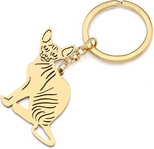Miniatura 2 de Lindo llavero de acero inoxidable con diseño de gato para mujeres y niñas, llaveros de gato, monedero, llaves de coche