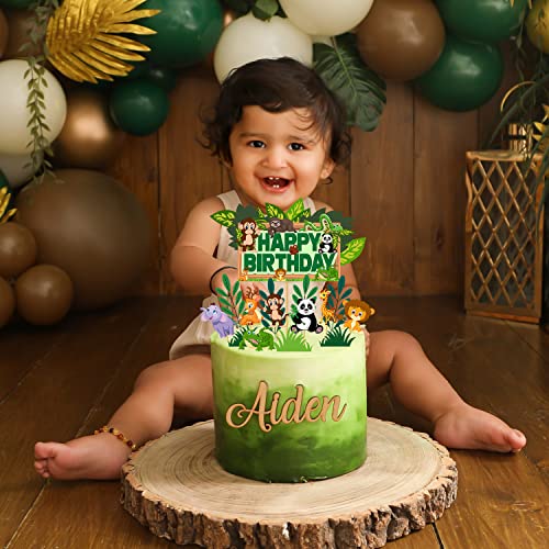 Image of Party Propz Jungle Theme Cake Topper - 15 Pcs, Jungle Theme Cake Topper Animals | Animal Cake Toppers For Cake Decoration For Kids | Jungle Theme Cake Toppers For Cake Decoration