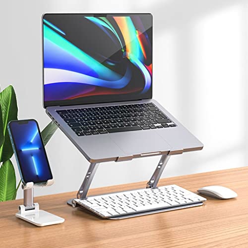 Soporte para computadora portátil de aluminio con elevación ajustable y base plegable 4
