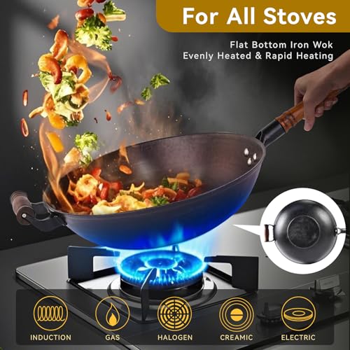 Wok de Hierro Fundido con Mango de Madera 12 pulg miniatura 3