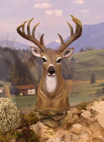 Wilcor International Whitetail Deer Tabletop Free Standing Bust Sculpture Statue, 10-inch