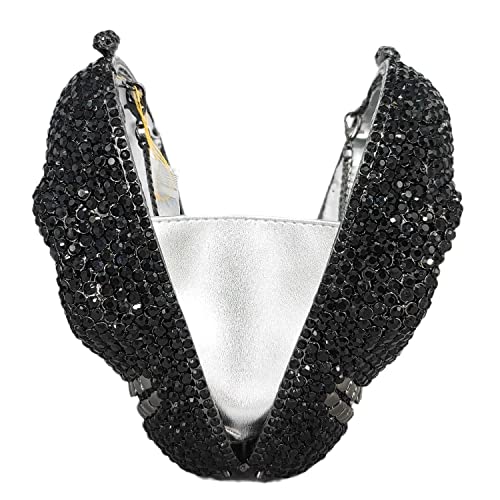 Image of Boutique De FGG Skull Crystal Clutch Purse for Women Formal Rhinestone Clutch Evening Bag Halloween Minaudiere Handbag,Mini