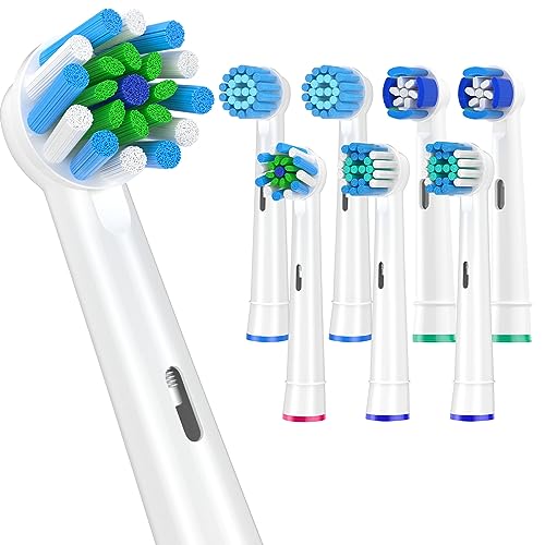 QLEBAO Testine di Ricambio Compatibili con Spazzolino Elettrico Braun Oral B,Spazzolino Elettrico Pro/Advance Power/Smart/Vitality/Genius SeriesTestine di Ricambio per Oral-B,8Pcs (bianco)