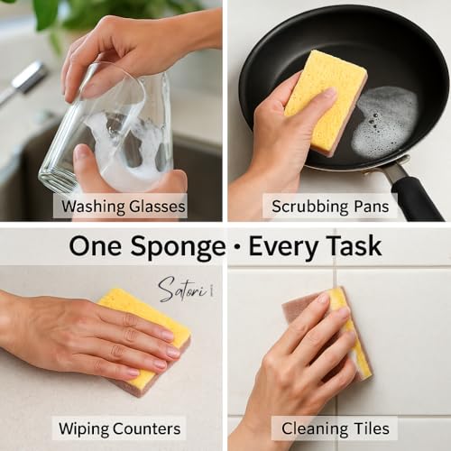 Image of Natural Kitchen Sponges - 10 Pack Plant-Based Coconut & Cotton Scrubbers, Dual-Sided, Eco-Conscious, Odor-Resistant Dishwashing Sponges for Dishes, Pots & Pans