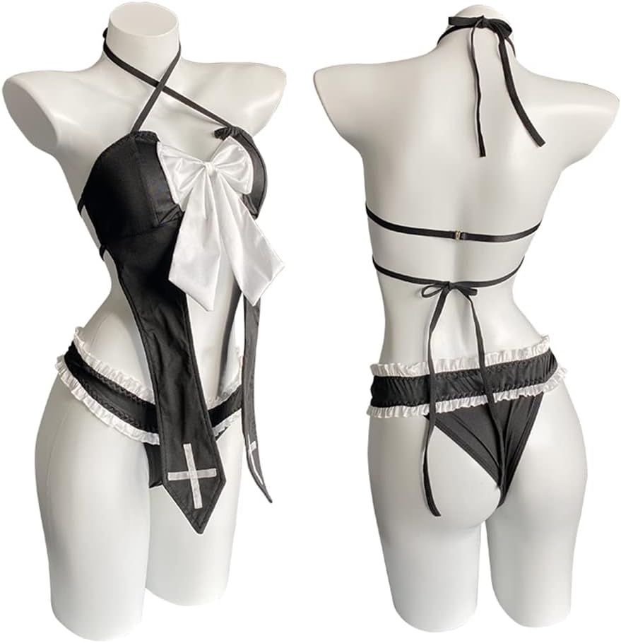 Women's Lingerie Sexy Black and White Nun Role Playing Lingerie Set Role Playing Cosplay Game Clothing