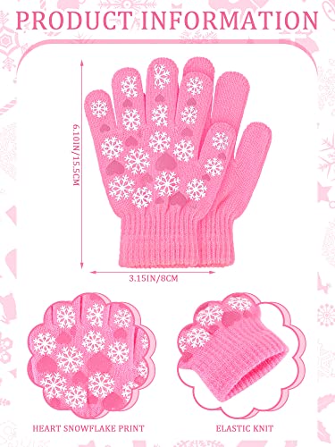 Geyoga 3 Pair Winter Warm Gloves Kids Toddler Winter Full Finger Knit Gloves for Kids Children Girls Aged 5-10 Year3