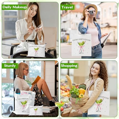 Image of Y1tvei Canvas Bags Gifts, Tote Bag with Makeup Pouch, Birthday Party Favors