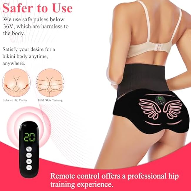 Hip Trainer, Butt Lifting Machine Glute Muscle Stimulator, 8 Modes & 20-Level Intensity Muscle Toner Stimulator, EMS Muscle Stimulator Booty Trainer for Women Men Home Fitness