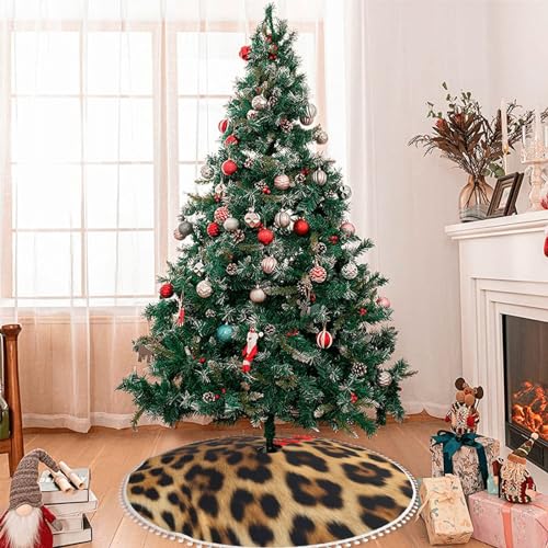 Jupe de sapin de Noël en peluche douce 121 cm imprimé léopard - 6