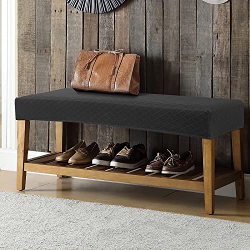 Yisun Waterproof Bench Covers For Dining Room, Stretch Jacquard Bench Slipcover Anti-Dust Removable Washable Chair Seat Slipcovers Protector (Black) #TOP4