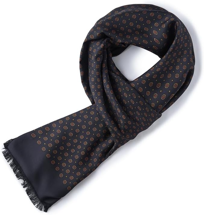 Luxury Silk Brushed Scarf for Men, Men's Mulberry Silk Scarves 14"x69", Exquisite craftsmanship, Gift Packaging