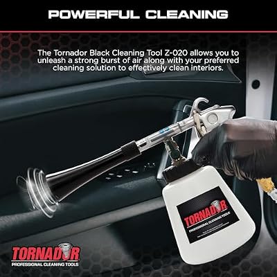 Tornador Black Z-020 Car Detailing Tool Includes 32oz Reservoir | Professional High-Pressure Cleaning Gun for Auto Interiors | Adjustable Air Regulator | Low Noise & Air Consumption | Durable Design