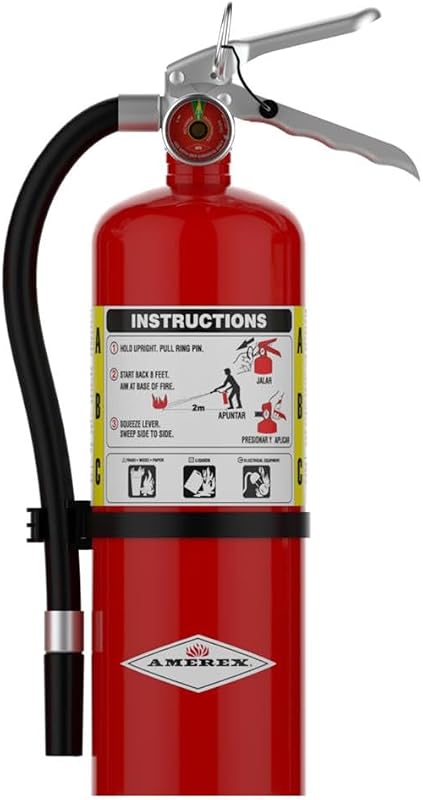 Amerex B402, 5 lb. ABC Dry Chemical Fire Extinguisher, with Wall Bracket | UL-rated 3-A:40-B:C rechargeable ABC dry chemical fire extinguisher with wall bracket