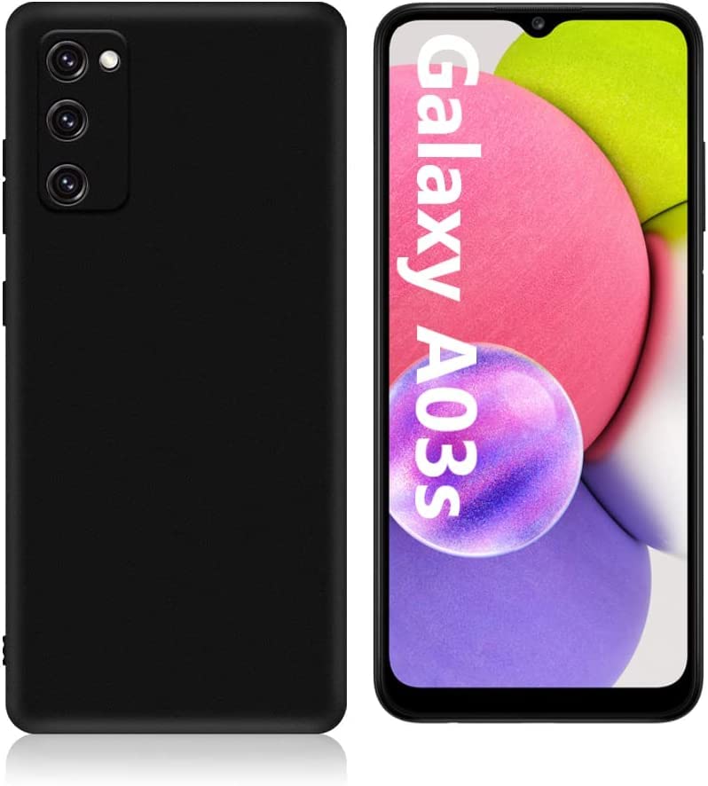 ZEGESilicone Protective Case Cover designed for Samsung Galaxy A03s Soft Liquid Rubber Gel Matte Finish - BLACK