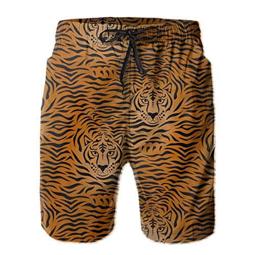 SARA NELL Men s Swim Trunks Tiger Animal Print Fierce Animal Surfing Beach Board Shorts Swimwear White