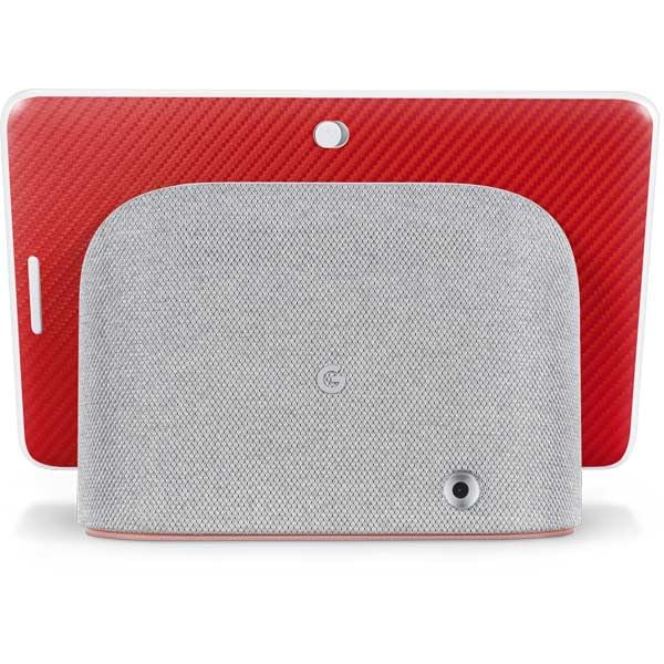 Skinit Decal Audio Skin Compatible with Google Home Hub - Red Carbon Fiber Specialty Texture Material Design