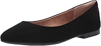 Amazon Essentials Women's Pointed Toe Ballet Flats - Padded Comfort, Faux Suede, Wide Widths