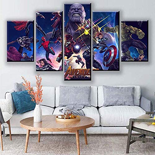YJJPP Toile Murale Art Maison décorative 5 Ensemble Les Avengers HD imprimé Marvel Film Affiche...