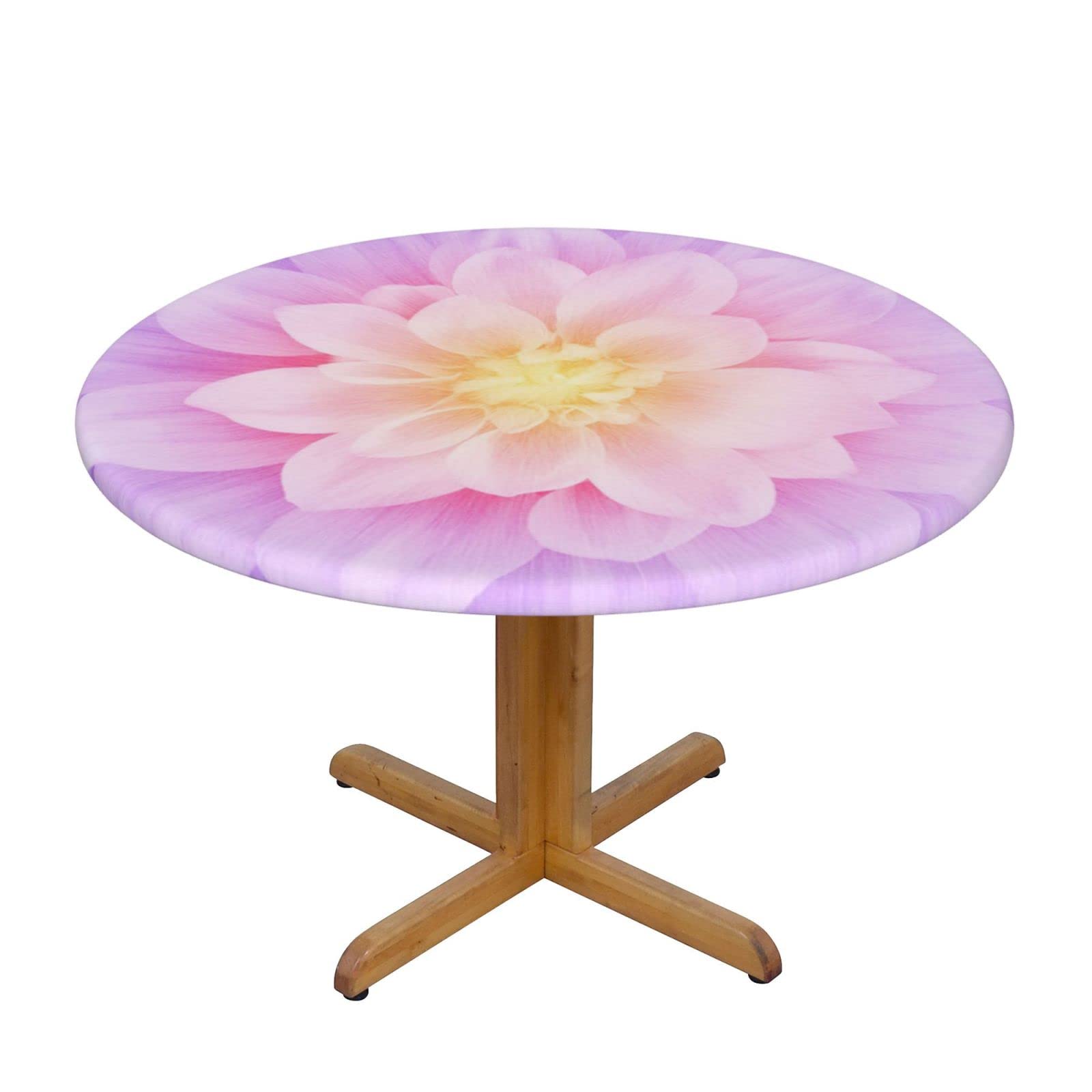 Lsjuee Round Fitted Tablecloth 40-44in Elastic Edged Table Cloth for Kitchen Dining Party Home Decor - Bright Colorful Flower Floral