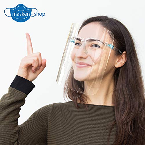 Preisvergleich Produktbild HMS Gesichtsschild Face Shield Schutzvisier Brillenschild mit Brillengestell Mundschutz klein transparent Kinnschutz Visier DIWA