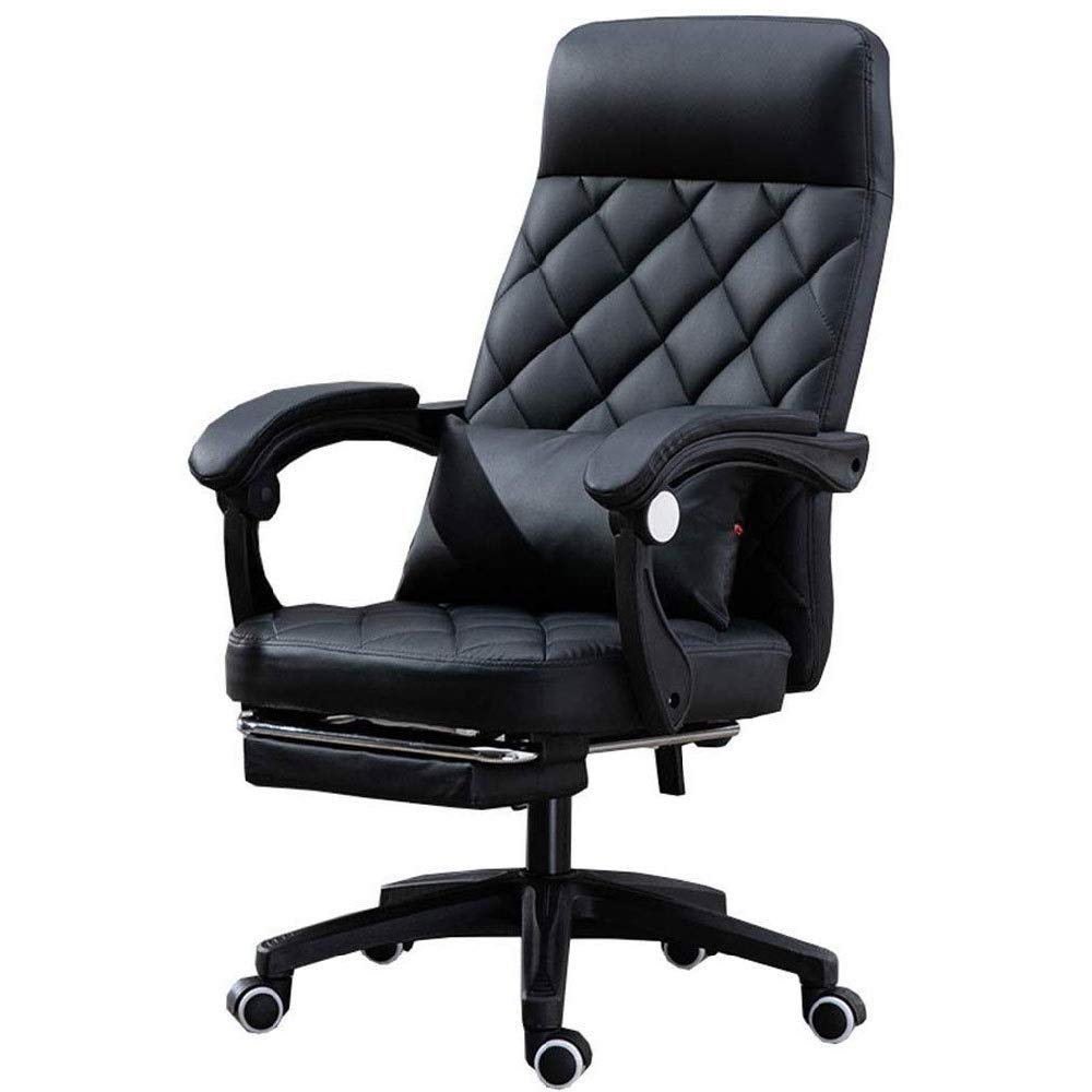 office chair Office Chair, PU Leather Swivel Computer Chair with High Back Large Seat and Tilt Function Comfort with Retractable Footrest,Black,Brown office chairs for home (Color : B) lofty ambition