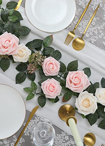 Garisey 5FT Artificial Rose Flower Burgundy Fake Floral Garland for Wedding Ceremony Backdrop Arch Flowers Table Centerpieces Decorations - Image 2