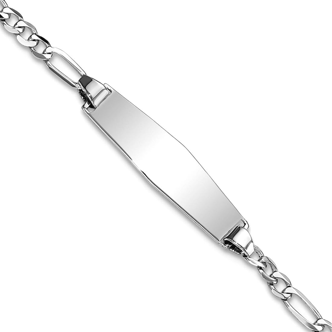 JewelryWeb 5.5mm 14k White Gold Figaro Link Soft Diamond Shape ID Bracelet Identification Bracelet