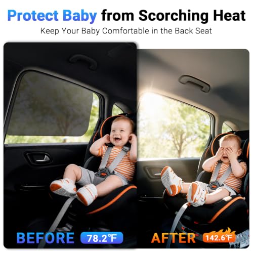 Image of Car Window Shade for Baby, Roll Windows Down, Static Cling Window Covers | 2PCS-Static Cling Car Shades for Side Windows|No Glue No Residue|Rear Car Window Sun Shade for Babis, Pets, Fit for Most Cars