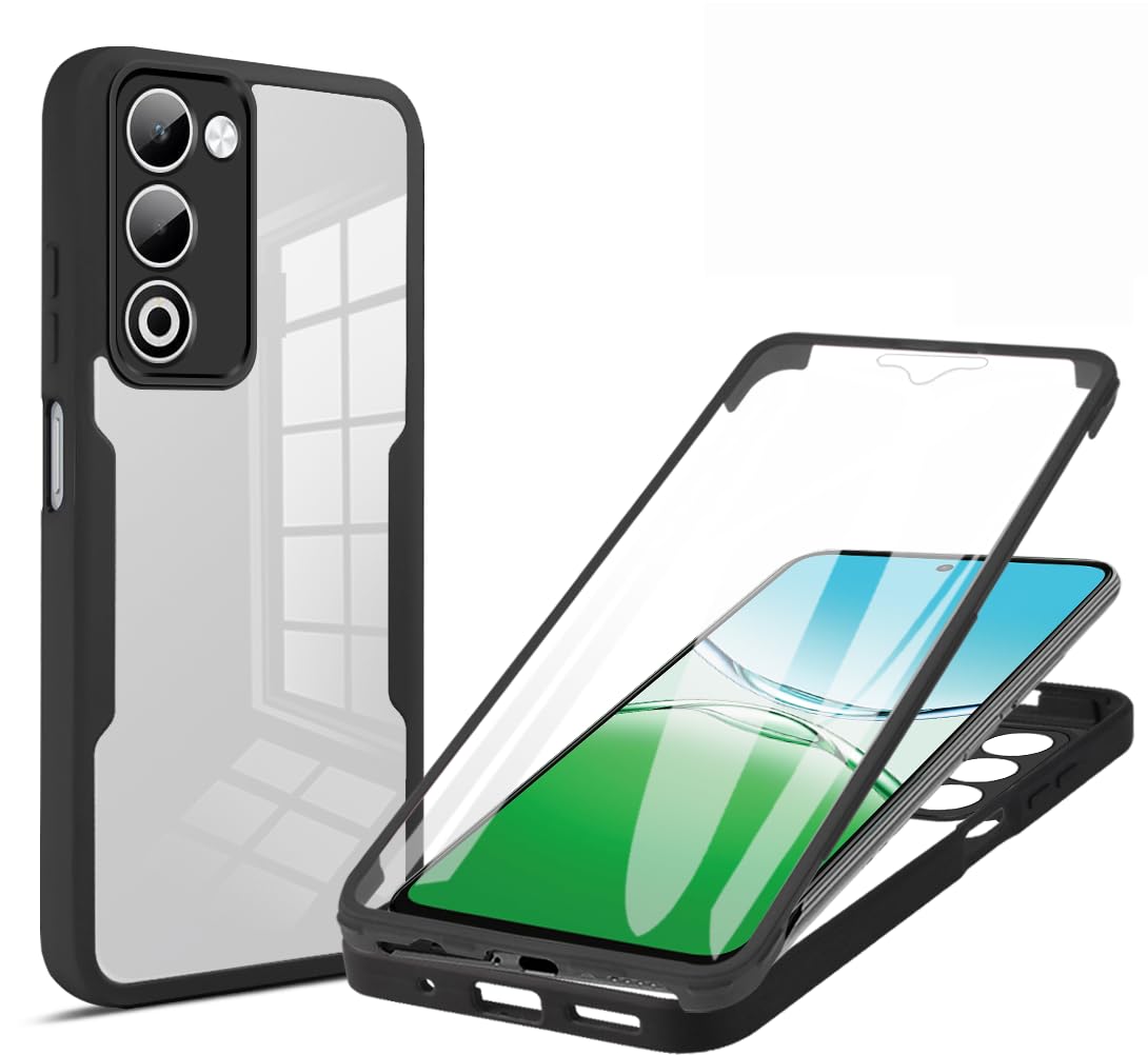 OPPO A5 5G ケース『AFINER』 360° 全面保護 前後 両面 OPPO A5 5G カバー [高タッチパネル感度] 新しい素材 保護フィルム TPU+PC クリア スマホケース フルカバー 軽量 薄型 衝撃吸収 擦り傷防止 着脱簡単（ブラック）