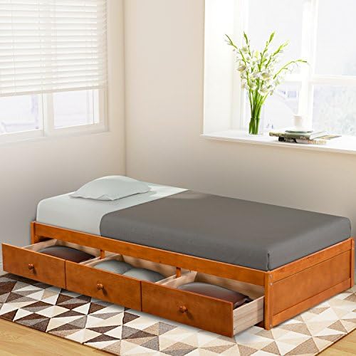 Haper & Bright Designs Platform Storage Bed with 3 Drawers Storage Twin Size (Oak)