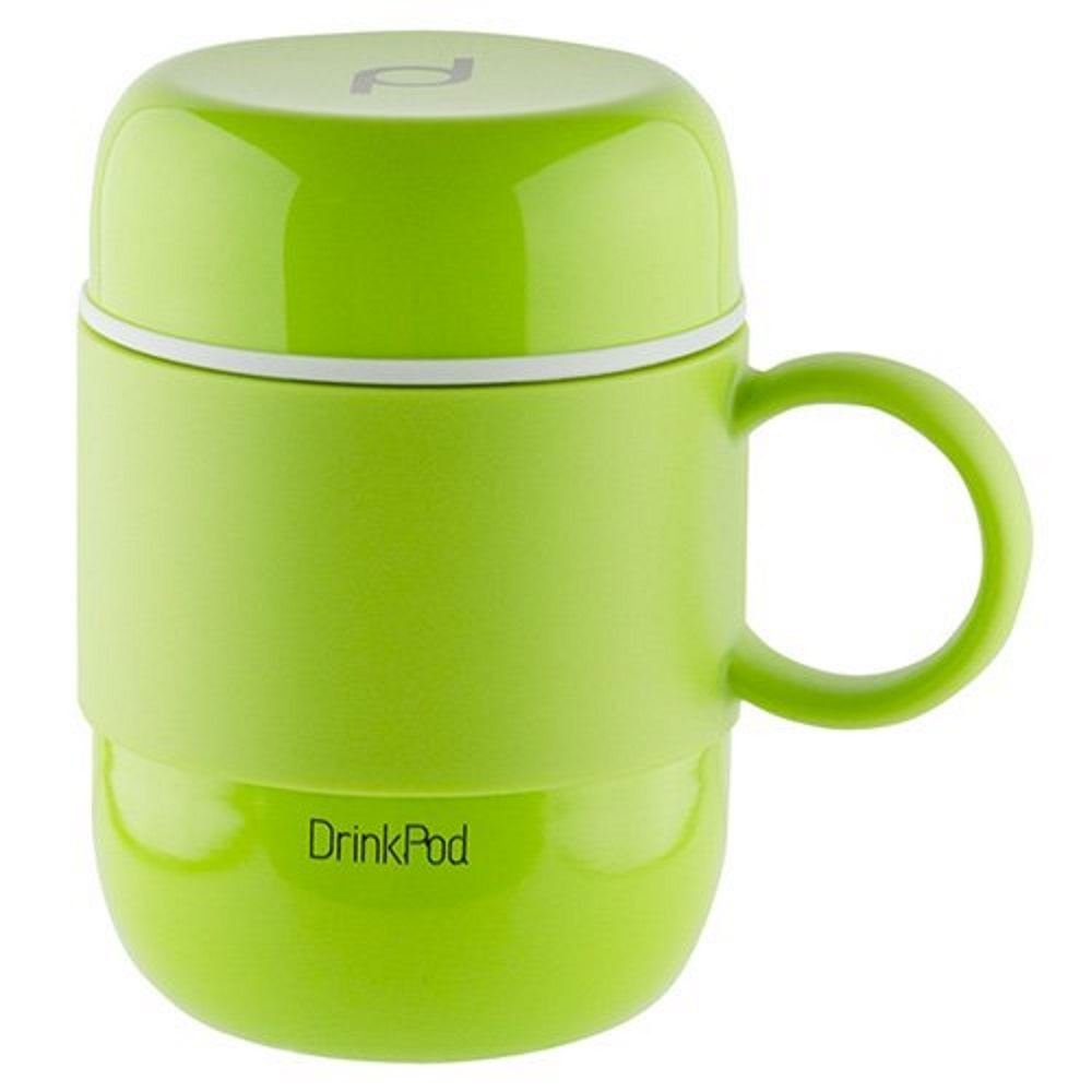 Drink Pod Stainless Steel Vacuum Insulated Leak-Proof Drinkpod Capsule Flask, 280ml, 6 Hours Hot 24 Hours Cold, Green