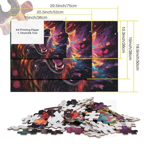 Puzzle de lobo de 1000 piezas para adultos, rompecabezas abstracto de papel de 70x50 cm 5