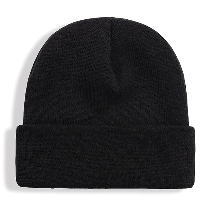 Unisex Acrylic Winter Beanie Cap Black, Medium