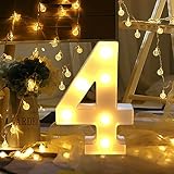 LED Number 4 Lights Sign Light Up Sign Perfect for Events or Home Décor Night Light Wedding Birthday Party Battery Powered Lamp Bar Decoration (Number 4)