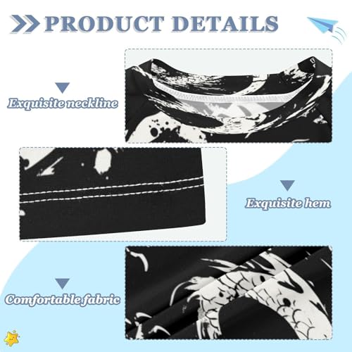 Kids Swimsuit Dragon Black Tai Chi Ink Sunscreen T-Shirts Swimwear Sets UPF 50+3