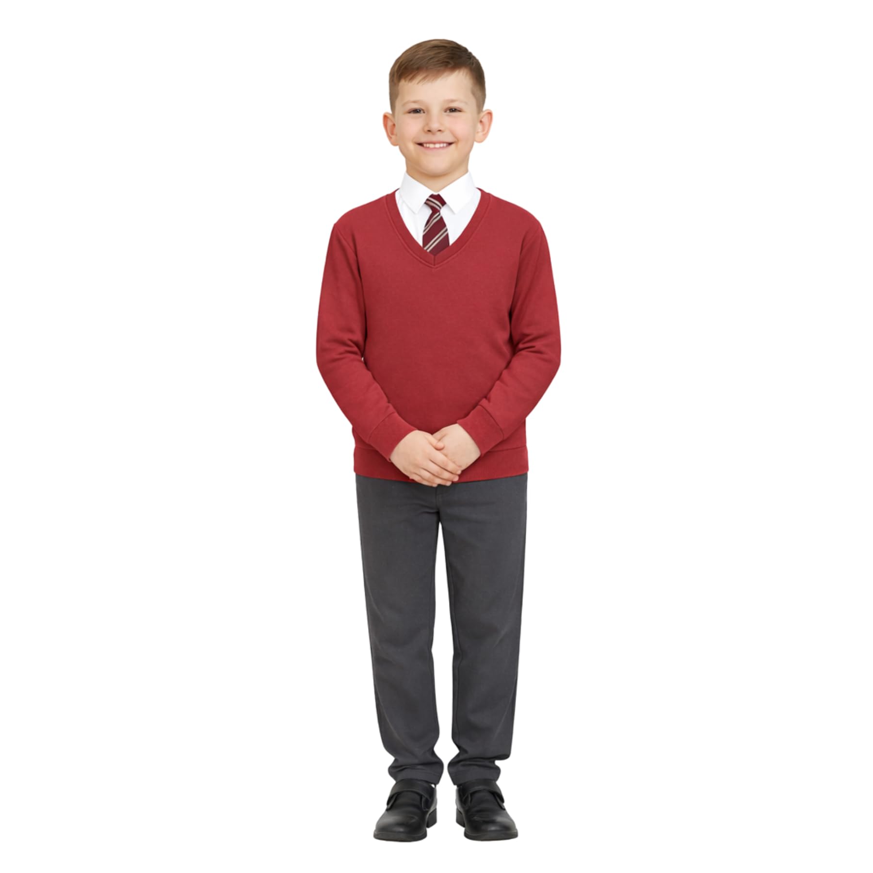 A2z 4 Kids Boys Wine Kids School Jumper V Neck Sweatshirt - V Neck Jumper 11-12