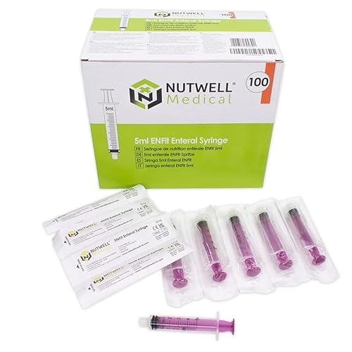 Nutwell EnFit - Jeringa entera (5 ml, de un solo uso, estéril, paquete de 100 unidades) Cover