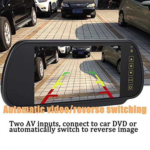 7 inch LCD kleur TFT monitor auto achteruitrijcamera, monitor achteruitkijkspiegel systeem, met een afstandsbediening en 2 AV-ingangen voor auto/voertuig/vrachtwagen/bestelwagen/camper