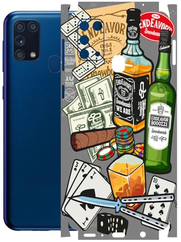 Image of AtOdds - Full Body Back Screen Guard Protector Film - Lamination Wrap Skin Sticker Compatible with Samsung Galaxy M31 | Scratchproof Matte Finish (Wine Graffiti)