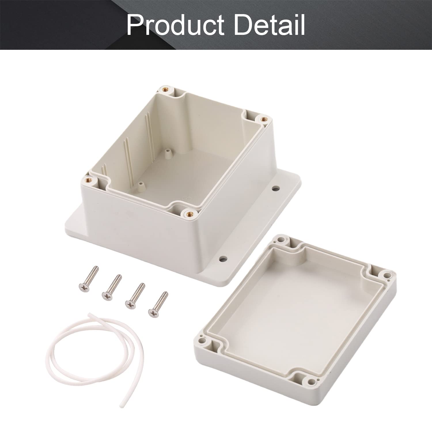 Fielect Junction Box, ABS Plastic IP65 Waterproof Electrical Box Case Universal Electrical Project Enclosure with Fixed Ear, 4.53" x 3.54" x 2.68"