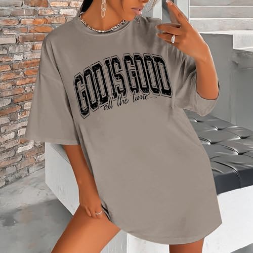 Image of Christian T Shirts for Women God is Good Shirt Oversized Jesus Religious Faith Inspirational Tshirts Bible Verse Tops