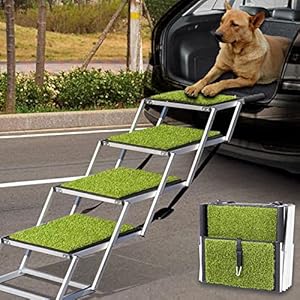 Upgraded Dog Car Stairs with Artificial Grass