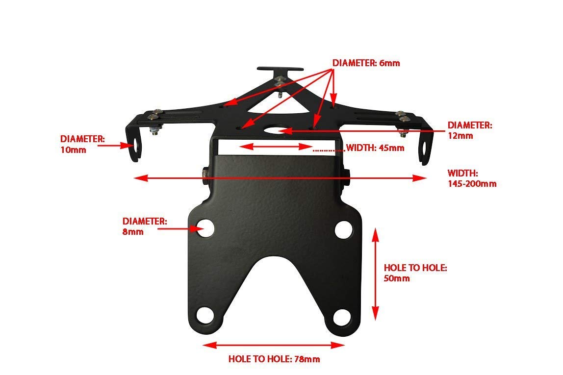 Negro Universal Ajustable Moto Soporte de Matrícula Número de Matrícula Soporte