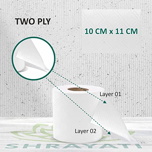 Image of Shrayati Toilet Paper Roll, 2 Ply, Pack of 6 | 1350 Pulls | 225 Pulls x 6 Rolls | Biodegradable Toilet Paper, Non-Clogging Super Absorbent Toilet Roll, Ultra Soft