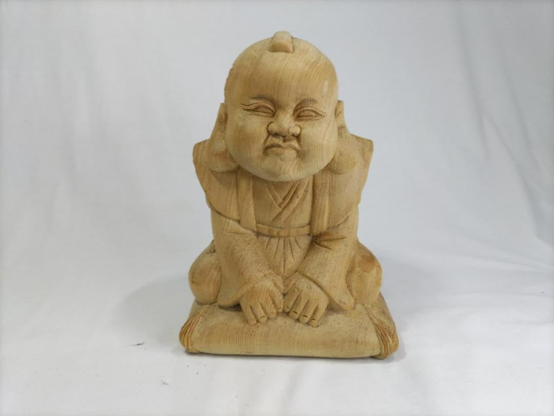 在庫処分品　【福助】木彫り　高さ25ｃｍ　おでこに傷　送料無料！ Amazon.co.jp: 在庫処分品 福助木彫り 高さ25cm おでこに傷