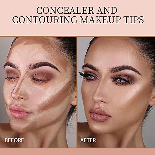 Pro Cream Contour Palette Kit With Mirror & Brush. White Silver Gold Highlight Brown Concealer Beige Cream Face Correcting Contouring Concealer All In One Makeup Palette For Dark Circles Redness Acne Etc #TOP2