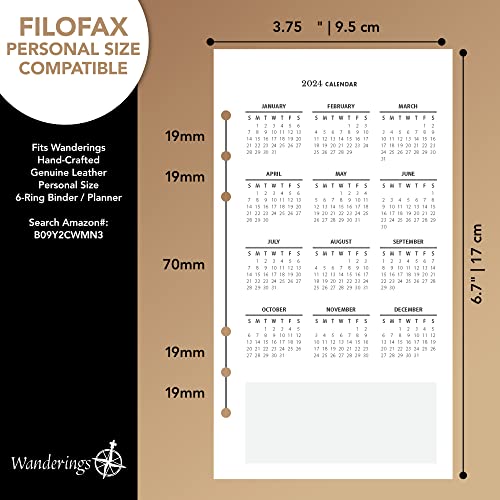 2023/24 Personal Size Calendar Planner Inserts - Ivory Color - Thick Monthly & Weekly Calendar Refill For 6-Ring Binder Planner, Compatible With Filofax - 95Mm X 170Mm Or 3.75″ X 6.75" - To Jan 2025 #TOP1
