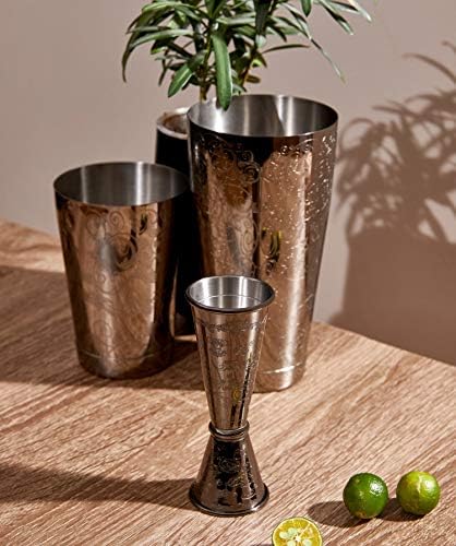SKYFISH Cocktail Shaker Set  Etching Cocktail Shaker Kit in Gift Box Set of 7 (BLACK).